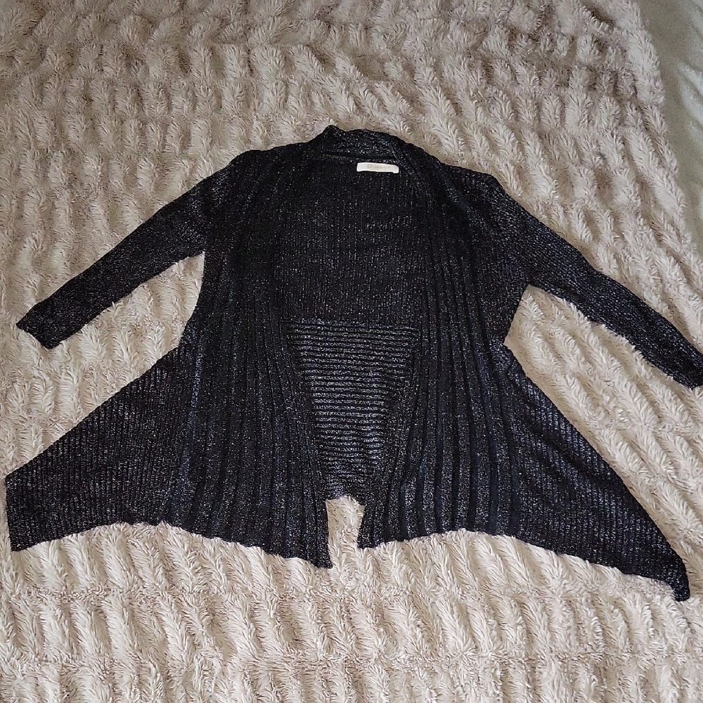 🍀Orange- Gold Shimmering Black Women's Cardigan